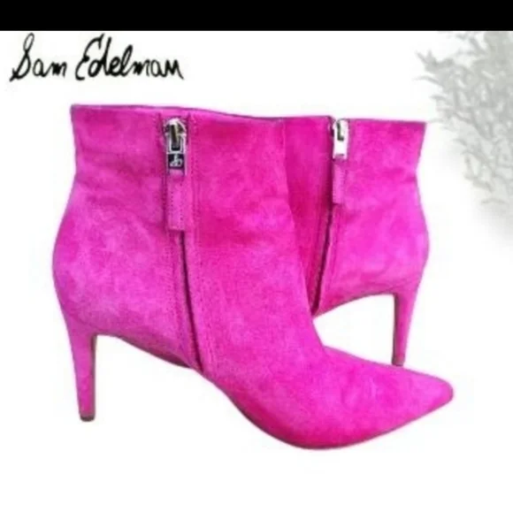 Sam Edelman Hot Pink High Heel Ankle Boot Ulyssa Ulissa Bootie Shoe Women 7 - Picture 6 of 11